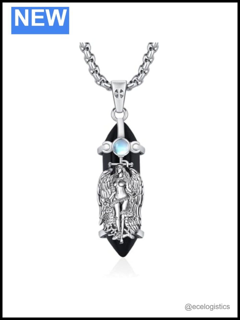 Lilith Moonstone Crystal Pendant Necklace 925 Sterling Silver Greek Goddess